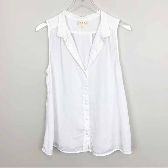 cloth & stone Tops - Cloth & Stone | White Split Back Shirt Sleeveless